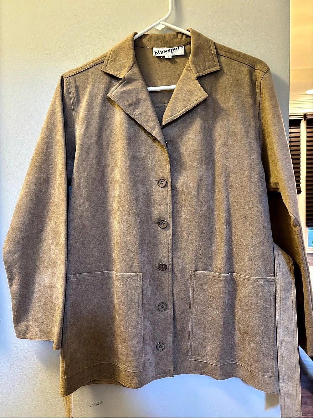 blassport Belted Trench Coat in Brown suede Size 6